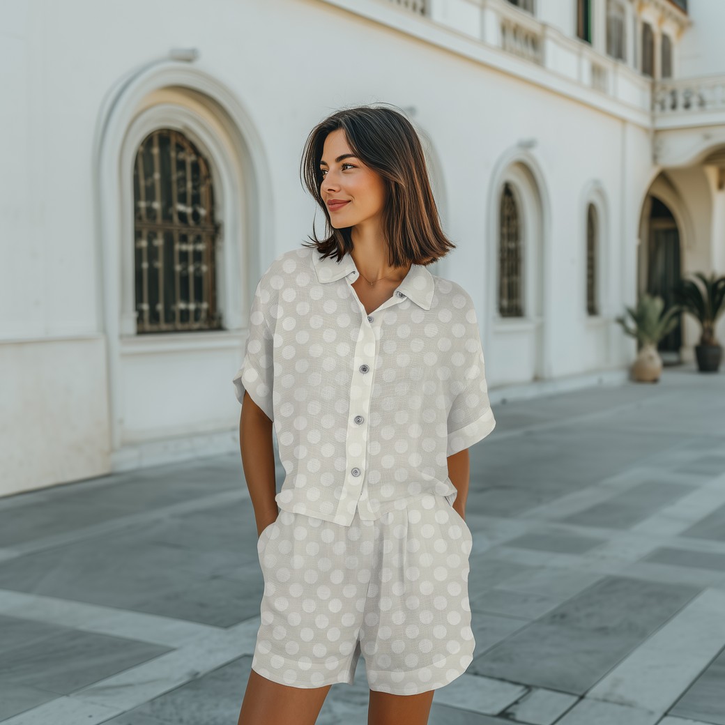 Viskose - Jacquard Punkte Ecru-1 Viskose - Jacquard Punkte Ecru-1