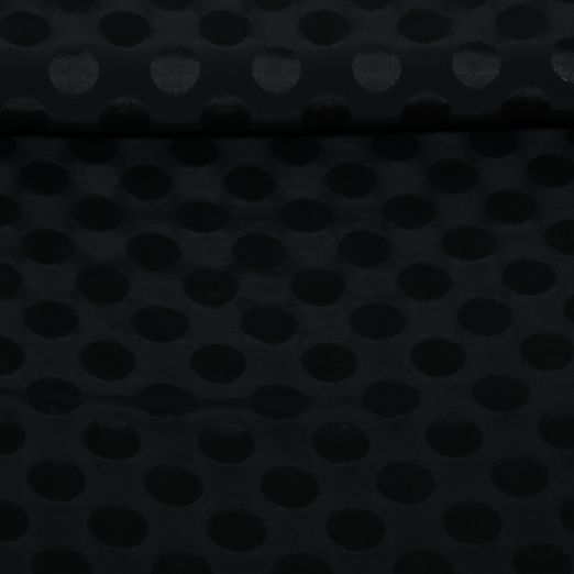 Viscose - Motifs jacquard à pois noirs Viscose - Motifs jacquard à pois noirs