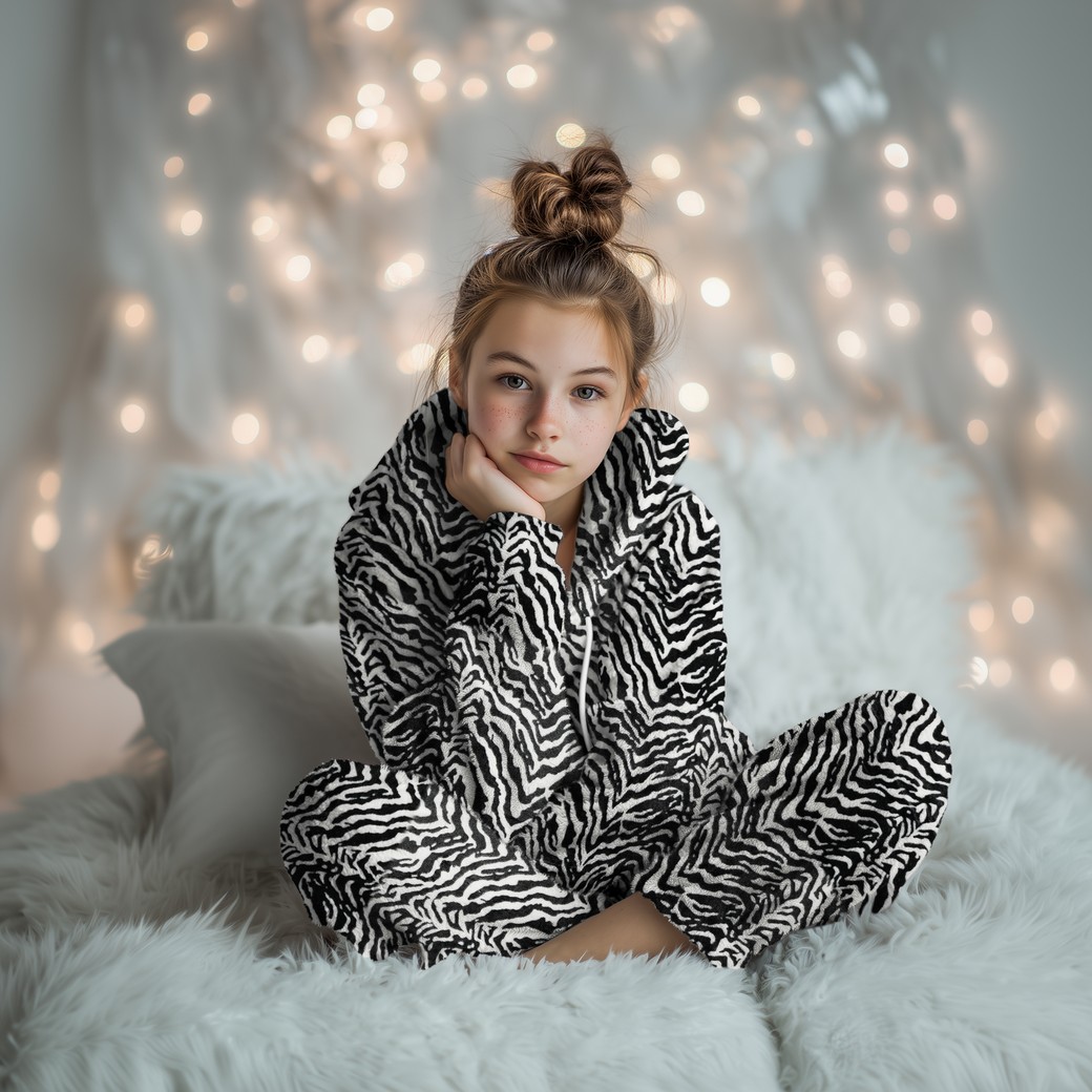 Kuschelfleece - Zebra Weiß Schwarz-1 Kuschelfleece - Zebra Weiß Schwarz-1