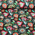 Baumwoll-Webware - Blumen Boho Schwarz Baumwoll-Webware - Blumen Boho Schwarz