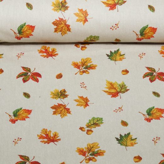 Canvas - Leinenoptik Herbstblätter Beige Canvas - Leinenoptik Herbstblätter Beige