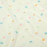 Velluto millerighe – fiori ricamati bianco panna Velluto millerighe – fiori ricamati bianco panna