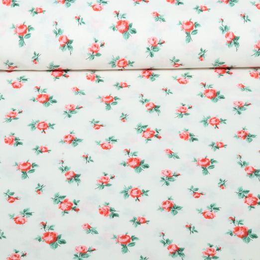 Toile de coton - Petites roses Beige