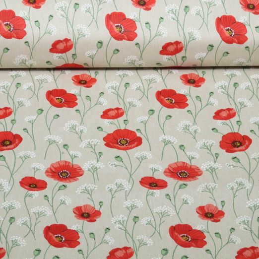 Canvas - Leinenoptik Mohnblumen Beige Canvas - Leinenoptik Mohnblumen Beige