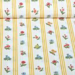 Baumwoll-Webware - Streifen Blumen Weiß Gelb Baumwoll-Webware - Streifen Blumen Weiß Gelb