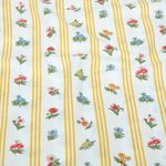 Tissu coton - rayures fleurs blanc et jaune