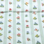 Baumwoll-Webware - Streifen Blumen Weiß Hellgrün