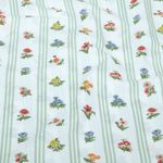 Tissu coton - Rayures fleurs blanc et vert clair Tissu coton - Rayures fleurs blanc et vert clair