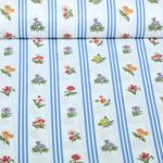 Baumwoll-Webware - Streifen Blumen Weiß Blau