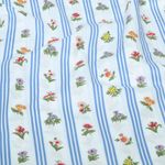 Tissu coton - Rayures fleurs blanc et bleu
