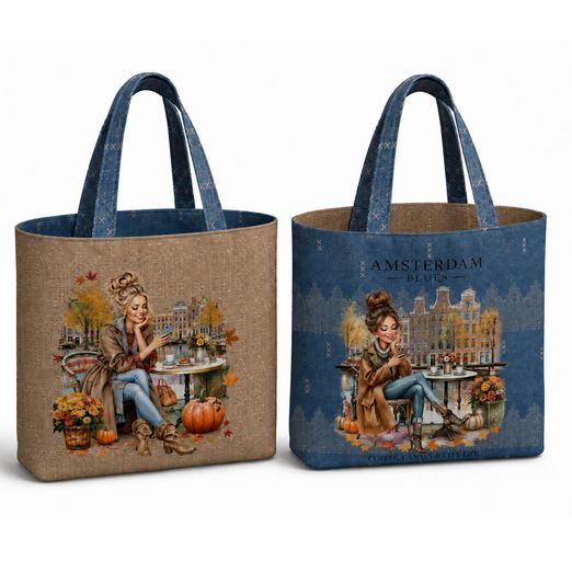 Panneau de sacs en toile canevas - Sac réversible Stenzo Impression numérique Amsterdam Lady
