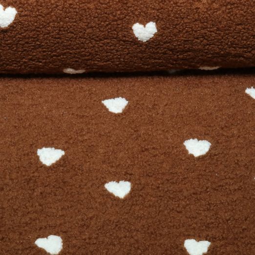 Teddyfleece - Bestickt Herzen Kupfer