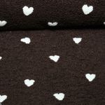 Teddyfleece - Bestickt Herzen Dunkelbraun Teddyfleece - Bestickt Herzen Dunkelbraun