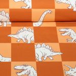 Sweat d'été - French Terry Digital Dinos à carreaux orange