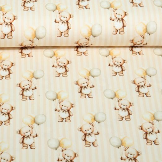 Jersey - Digital Teddys Ballons Rayures Beige