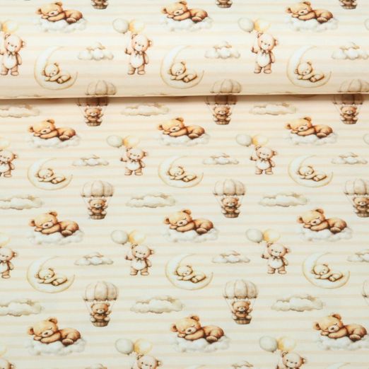 Jersey - Digital Teddys, rayures ciel, Beige