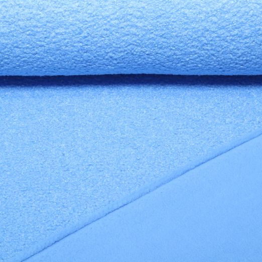 Polaire teddy double face Bouclette - Uni Bleu clair