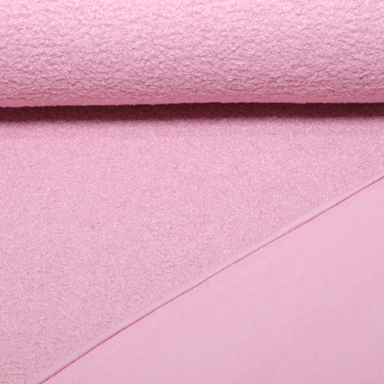 Polaire teddy double face Bouclette - Rose uni-0 Polaire teddy double face Bouclette - Rose uni-0