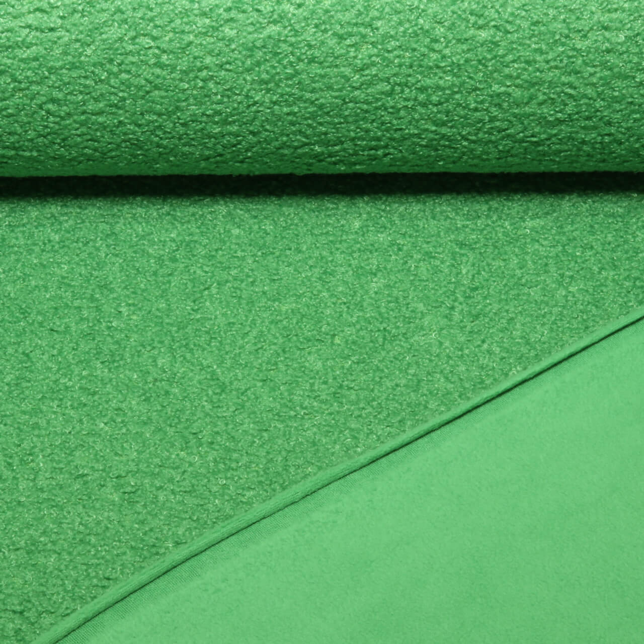 Polaire teddy double face Bouclette - Vert uni-0 Polaire teddy double face Bouclette - Vert uni-0
