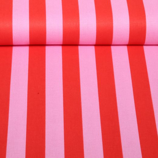 Toile canevas - Motif rayé en impression numérique rouge et rose