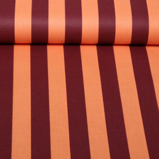 Toile canevas en coton - Impression numérique à rayures orange et Bordeaux