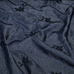 Blousedenim - Geborduurd bloemen parels pailletten marineblauw Blousedenim - Geborduurd bloemen parels pailletten marineblauw
