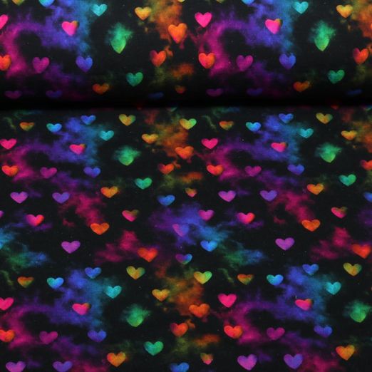 Sommersweat - Stenzo Digital French Terry Herzen Schwarz Multicolor Sommersweat - Stenzo Digital French Terry Herzen Schwarz Multicolor