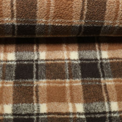 Teddyfleece - Schottenkaro Braun