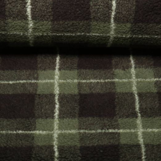 Teddyfleece - Schottenkaro Armygrün Teddyfleece - Schottenkaro Armygrün