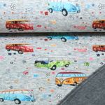 Alpenfleece - Digital Campingbus Flower Power Grau