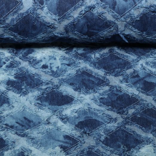 Jeans - Distressed Patches Blau Extrabreit
