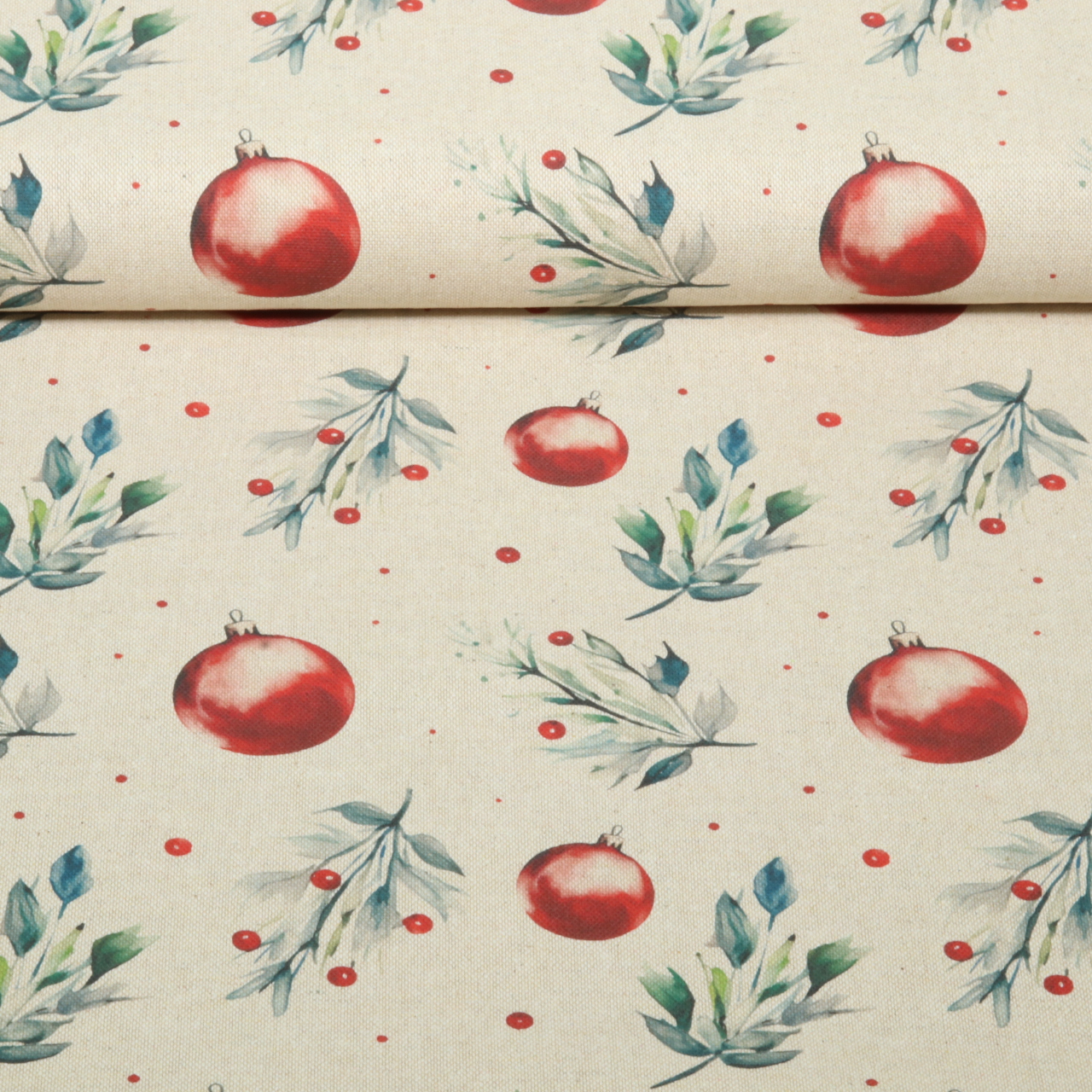Toile canevas en coton - Linge de table aspect lin déco de Noël beige-0 Toile canevas en coton - Linge de table aspect lin déco de Noël beige-0