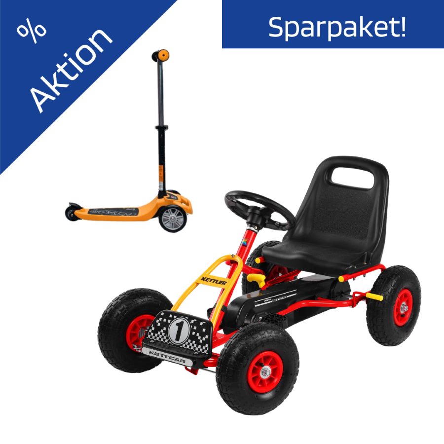KETTLER （ドイツ）学習机 ナチュラル/レッド KETTLER children's vehicle economy package: ZAZZY scooter & RETRO