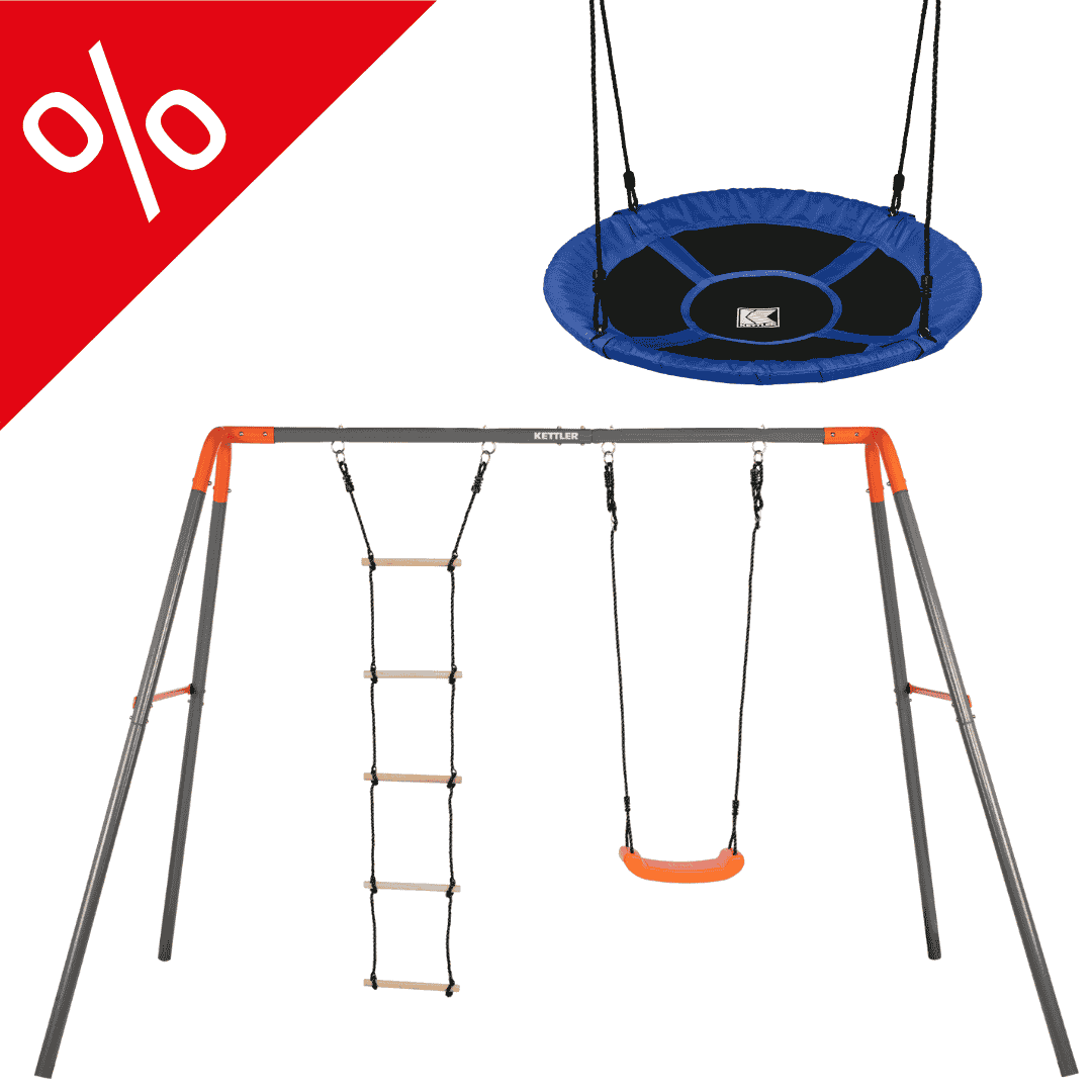 Swing Set : KETTLER double swing COMBI Grey/Orange + Nest Swing
