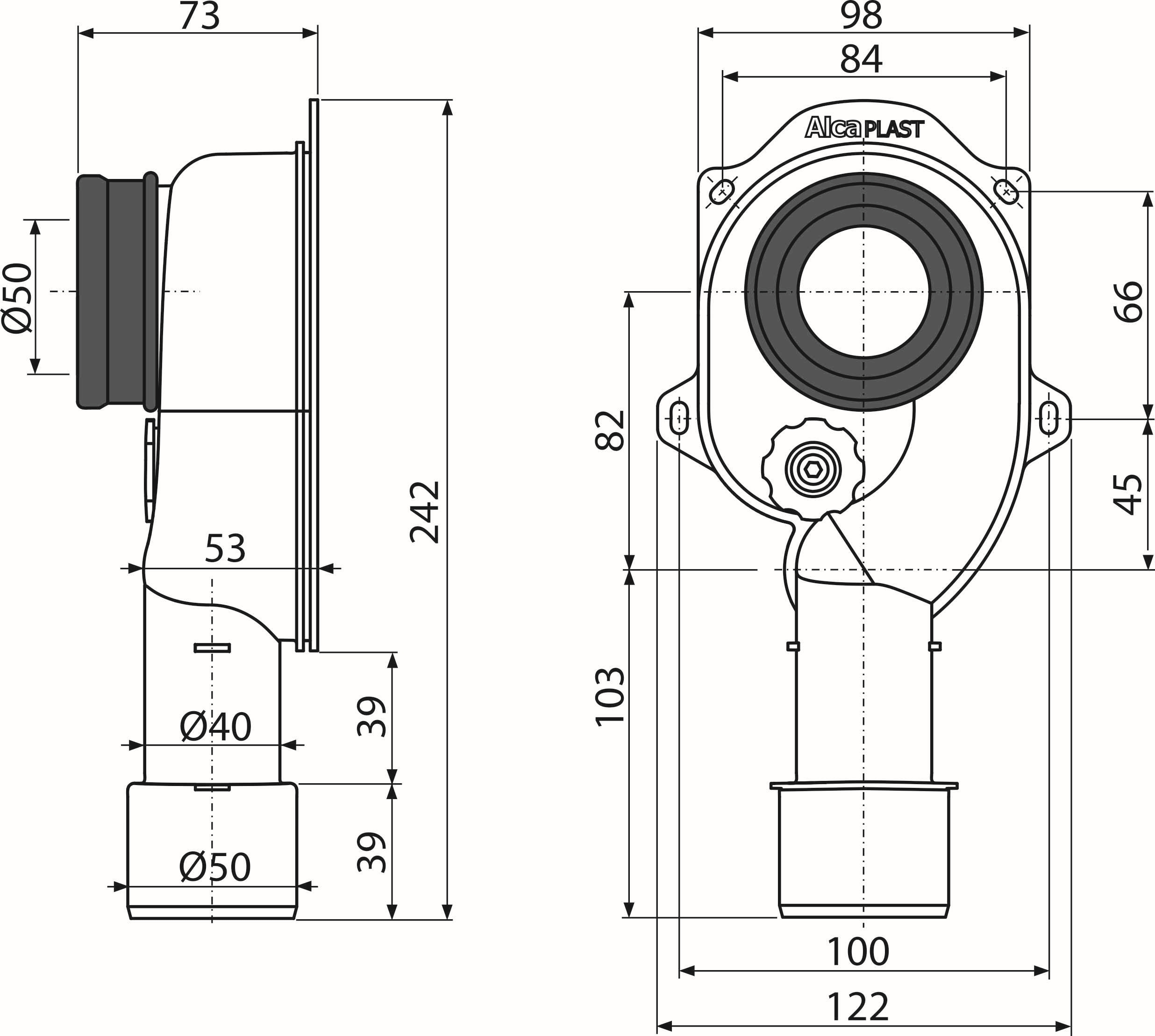 Produktbild von Urinal-Siphon Geruchsverschluss Hinten 50 Mm – Mit Dichtung, Für Stehenden Abgang, Kunststoff, Zuverlässige Geruchssperre
