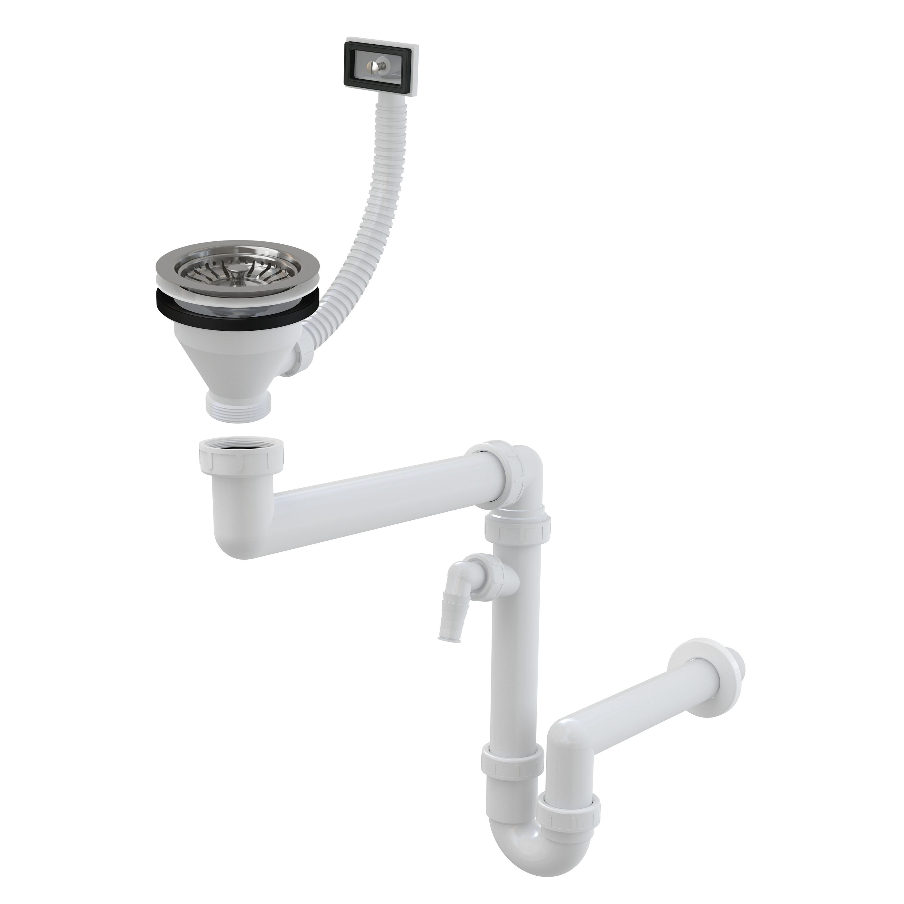 VIOKS Ablaufgarnitur Spüle mit Siebkorbventil 114mm & Abtropf-Überlauf für Spüle/Spüle Küche Ablaufgarnitur mit Sieb für Spülbecken