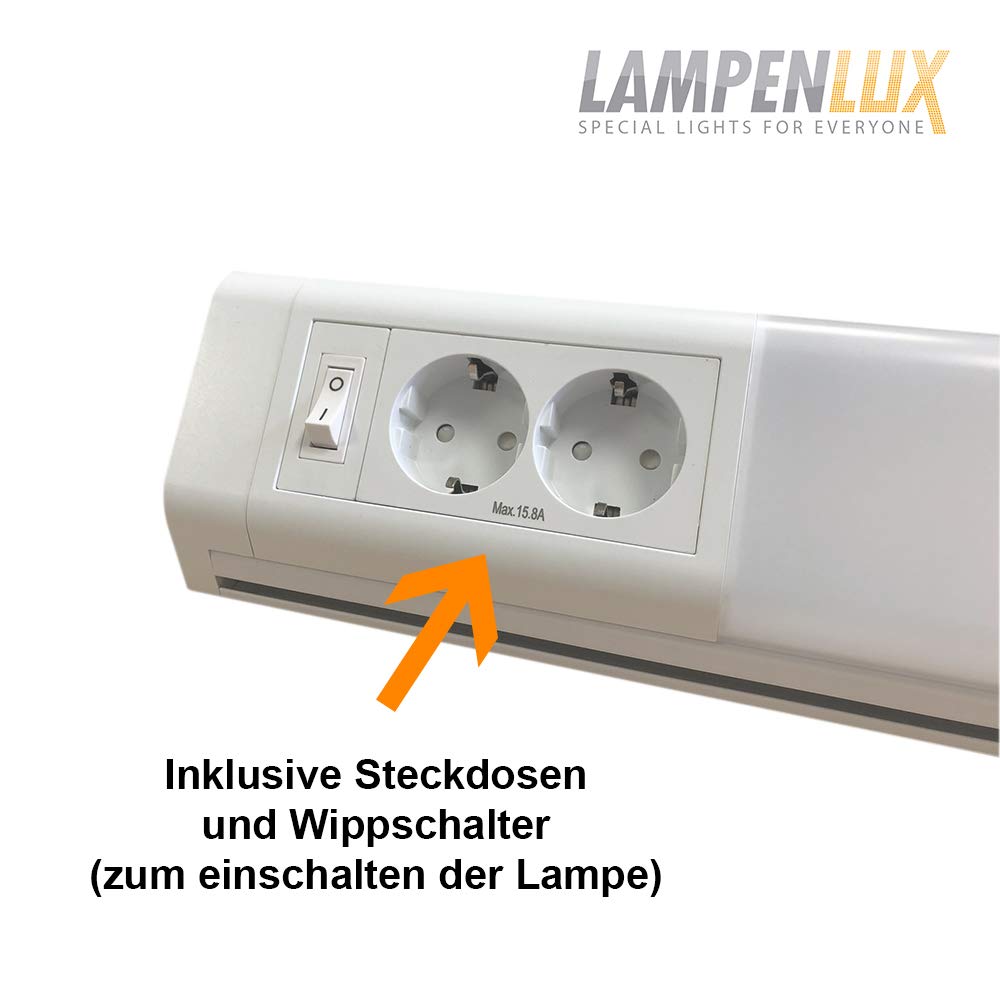 Lampenlux LED Wandlampe Korel Eckleiste Unterbauleuchte 80cm 15W 3000K weiß mit Steckdosen und Wippschalter IP20 Wandleuchte Spiegellampe Unterbaulampe Aufbauleuchte Badleuchte Unterbauleuchte Badezimmerleuchte Küchenleuchte Lampenlux LED Wandlampe Korel Eckleiste Unterbauleuchte 80cm 15W 3000K weiß mit Steckdosen und Wippschalter IP20 Wandleuchte Spiegellampe Unterbaulampe Aufbauleuchte Badleuchte Unterbauleuchte Badezimmerleuchte Küchenleuchte