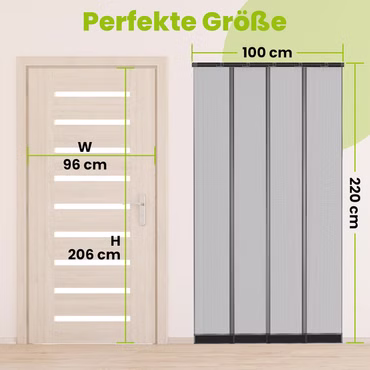 IS-A-Magnet-Türvorhang Basic, Polyester 100 x 220 cm anthrazit mit Magnetverschluss einfache Klebemontage 