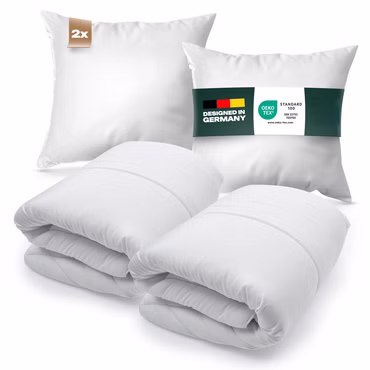 4er Pack Bettenset Ganzjahresdecke Steppbettdecke  155x220 cm Set inkl. Kopfkissen 80 x 80 cm