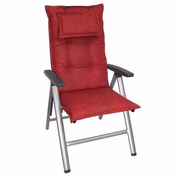 Hochlehner Auflage Luxor 120x50 cm mit KopfpolsterHochlehner Auflage Luxor 120x50 cm mit Kopfpolster - Luxus Stuhlauflage mit 8 cm Polsterung, Farbe: Rot
