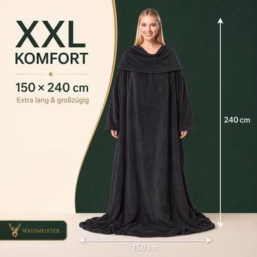 Kuscheldecke mit Ärmeln XXL, Farbe: Anthrazit