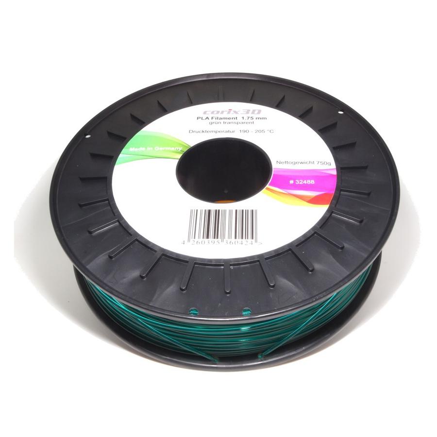 Corix3D PLA Filament 750g, grün transparent, 1.75mm