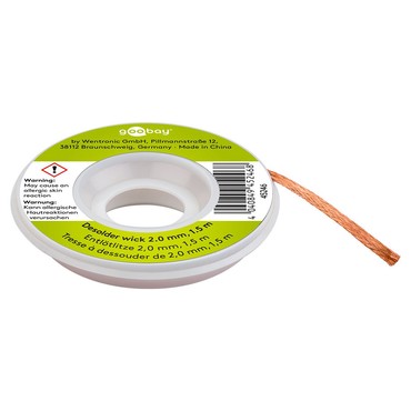 Desoldering Wire 2 mm for Removing Solder from Solder Joints, 1.5 m