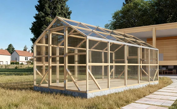 Holz-Gewächshaus CASA mit Rahmen aus imprägnierter schwedischer Kiefer