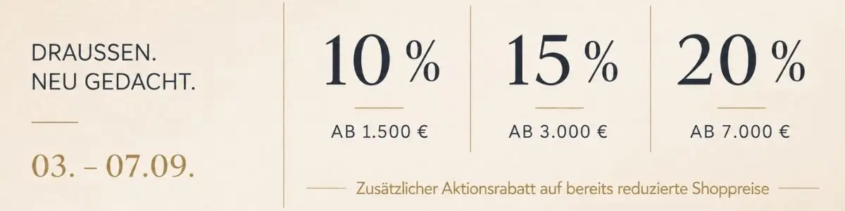 Bis zu 20 % Rabatt Preisvorteil bis 07.09.