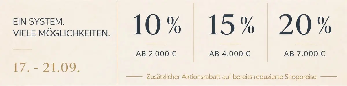 Bis zu 20 % Rabatt Preisvorteil bis 21.09.