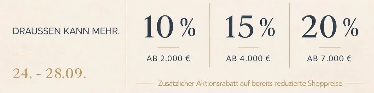 Bis zu 20 % Rabatt Preisvorteil bis 28.09.