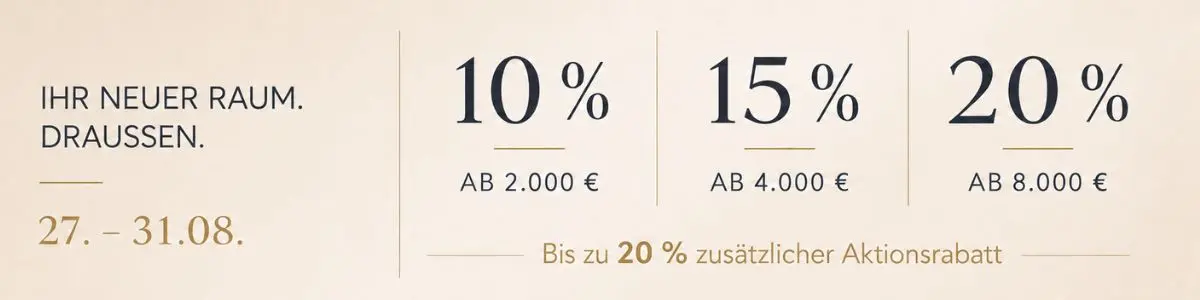 Bis zu 20 % Rabatt Preisvorteil bis 31.08.