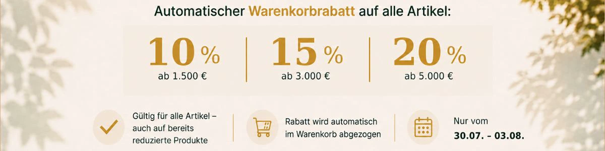 Bis zu 20 % Rabatt Preisvorteil bis 03.08.