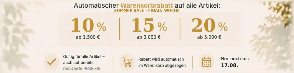 Bis zu 20 % Rabatt Preisvorteil bis 10.08.